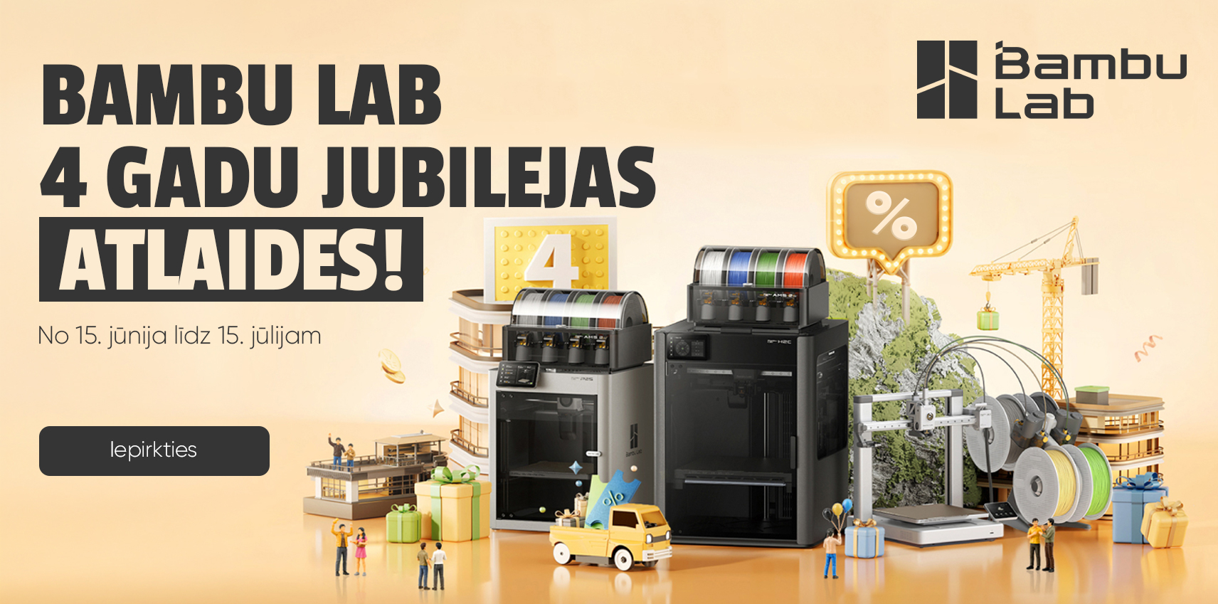 Tomega Bambu Lab 3D printeru atlaides un ļoti zemas cenas