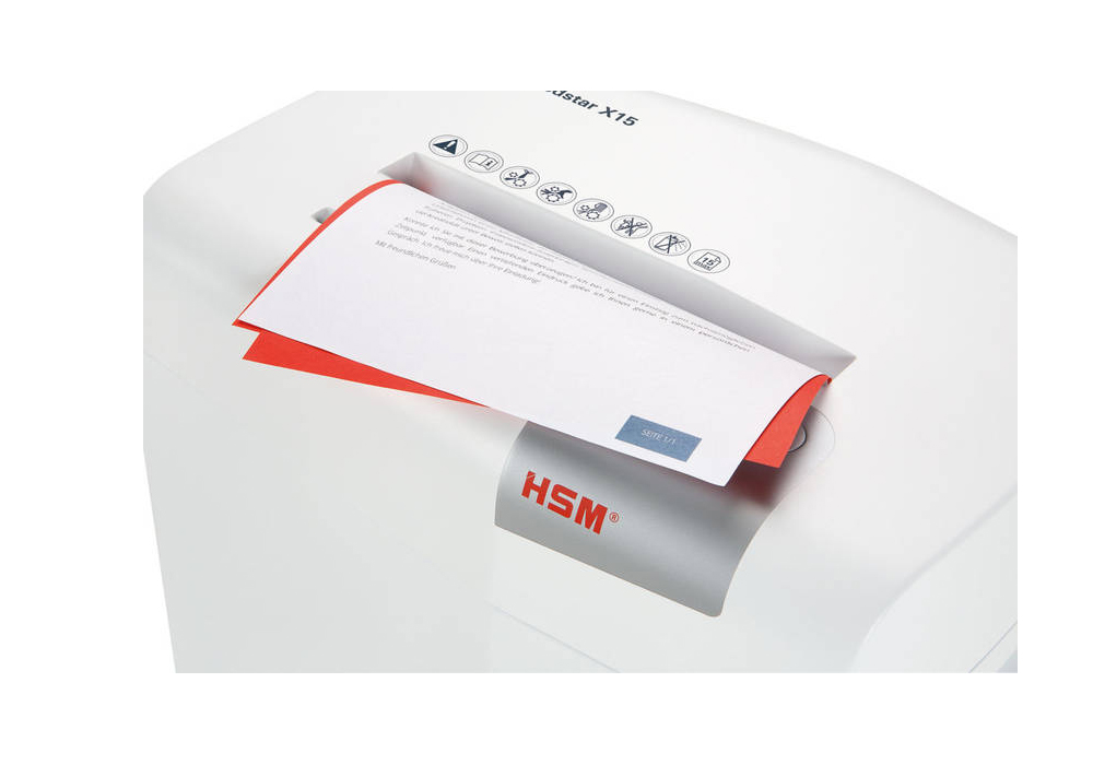 Papīra smalcinātājs HSM shredstar X13 mazam birojam un nelielai darba grupai. Smalcina papīru, skavas, plastikāta bankas kartes un CD