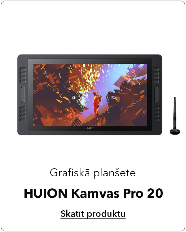 Grafiskā planšete HUION Kamvas Pro 20 darbam ar Photoshop Illustrator un Corel Draw