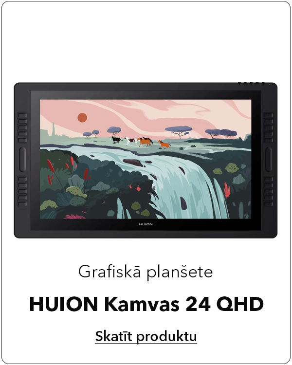 Grafiskā planšete HUION Kamvas 24 QHD darbam ar Photoshop Illustrator un Corel Draw