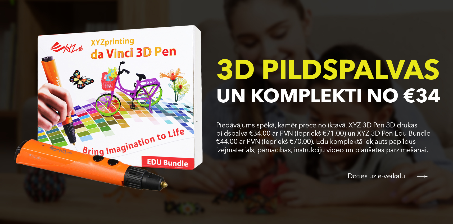 XYZ 3D printeru noliktavas izpārdošana. Zemākā cena 3D pildspalvai