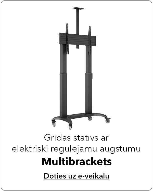 Multibrackets grīdas statīvs interaktīvajiem displejiem ar motorizētu pacelšanas un nolaišanas mehānismu