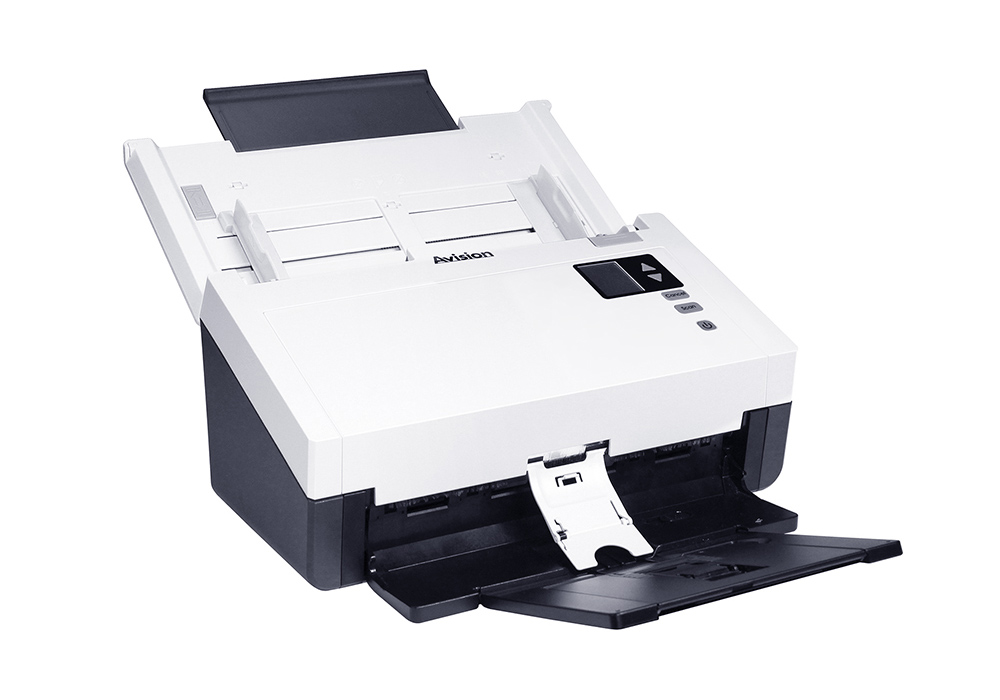 Avision AD345G dokumentu skeneris abpusējai skenēšanai. Automāiskais ievilcējs ar 100 lapu ietilpību un krāsu skenēšanu.