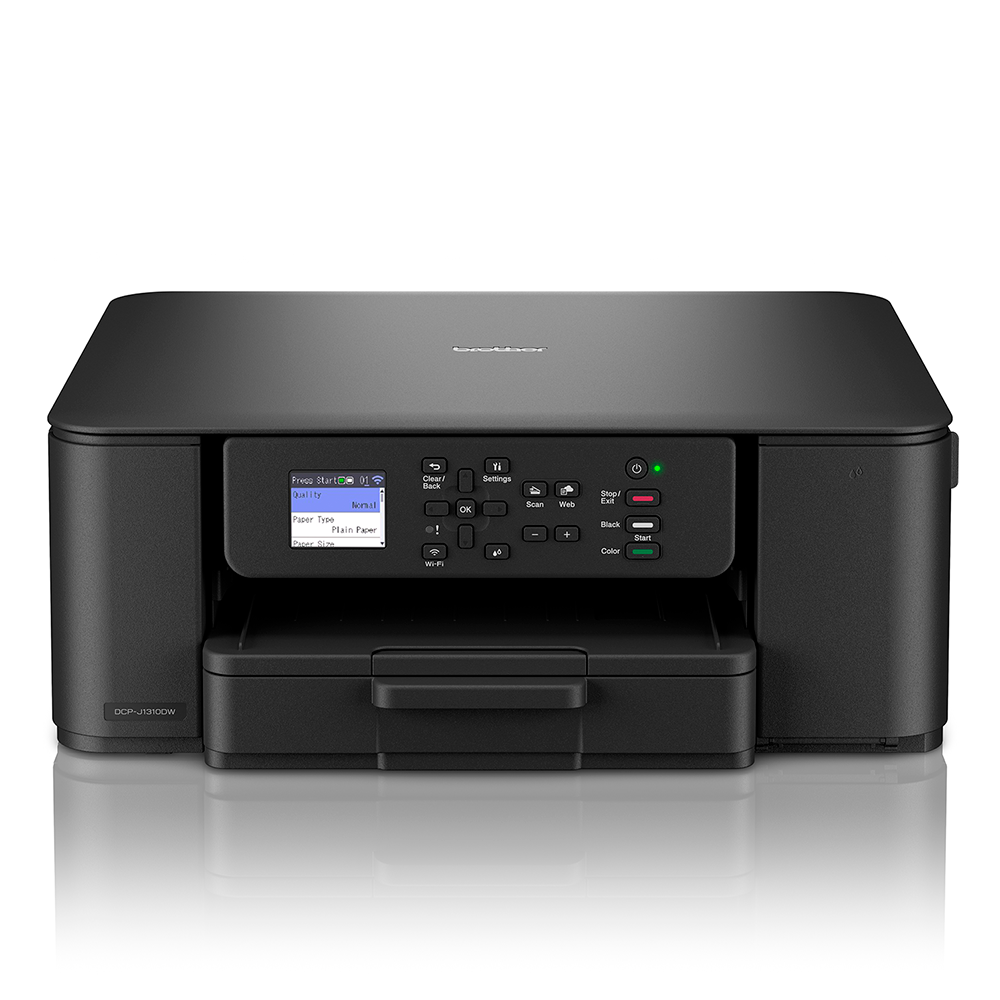 Brother DCP-J1310DW kompakts daudzfunkciju un bezvadu tintes printeris ar 150 lapu papīra padevi, 5 GHz Wi-Fi un krāsu LCD displeju