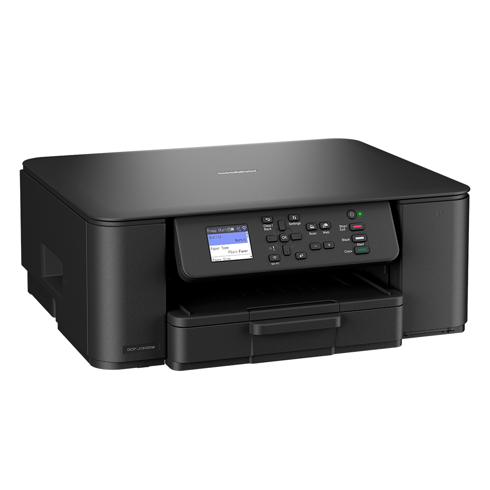 Brother DCP-J1310DW kompakts daudzfunkciju un bezvadu tintes printeris ar 150 lapu papīra padevi, 5 GHz Wi-Fi un krāsu LCD displeju