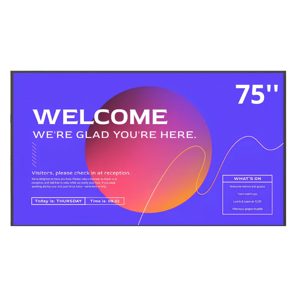 Clevertouch 75 collu CL Pro 2 informatīvais displejs bez skārienjūtības, piemērots biroja, prezentāciju un izglītības iestāžu vajadzībām