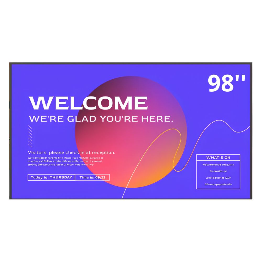 Clevertouch 98 collu CL Pro 2 informatīvais displejs bez skārienjūtības, piemērots biroja, prezentāciju un izglītības iestāžu vajadzībām
